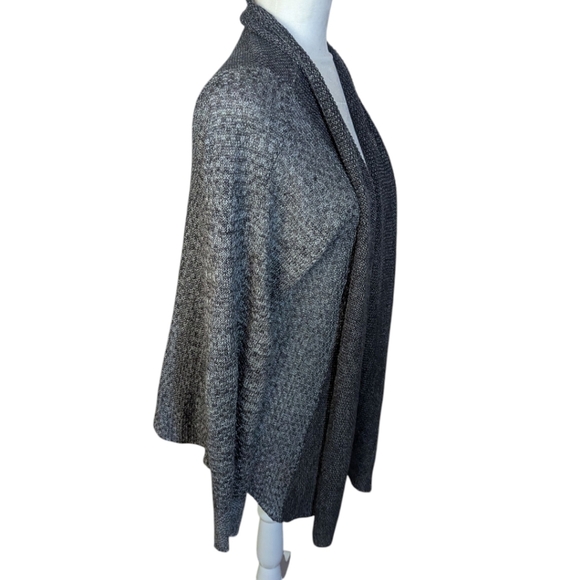 Eileen Fisher Gray 100% Linen Open Front Cardigan Sweater Fly Away Draped Sz L - Picture 3 of 12